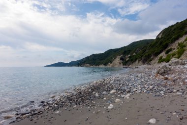 Yunanistan 'ın Korfu kentinin kuzeybatısındaki Othonoi adasındaki güzel deniz manzarası
