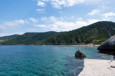 Yunanistan 'ın Korfu kentinin kuzeybatısındaki Othonoi adasındaki güzel deniz manzarası
