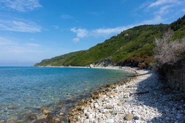 Yunanistan 'ın Korfu kentinin kuzeybatısındaki Othonoi adasındaki güzel deniz manzarası