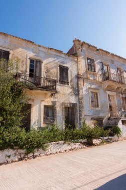 Beautiful architecture on the streets of Assos village, Kefalonia island, Greece clipart