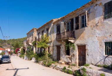 August 15th 2023 - Kefalonia island, Greece - Street and plaza in the beautiful Asos village, Kefalonia island, Greece clipart