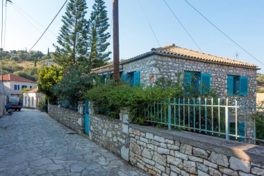 Yunanistan 'ın Kastos adası köyündeki mimari ve eski binalar