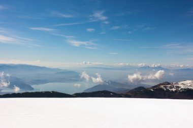 Breathtaking scenery on the snowy slopes of Kaimaktsalan ski center, Edessa, Greece clipart