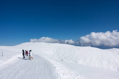 March 3rd 2024 - Kaimaktsalan, Greece - Breathtaking scenery on the snowy slopes of Kaimaktsalan ski center, Edessa, Greece clipart