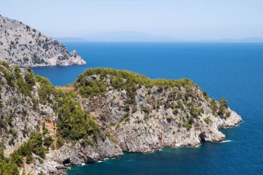 Yunanistan 'ın Kuzey Evia kentindeki deniz manzarası