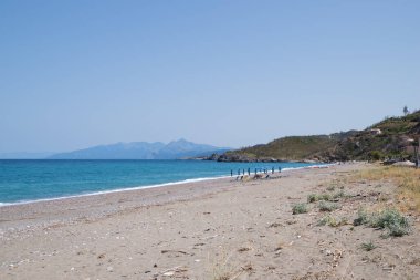 Fragkaki plajındaki deniz manzarası, Kuzey Evia, Yunanistan