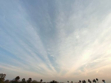 beautiful cirrus flame clouds float in the sky