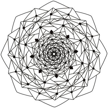 Tek renkli etnik mandala tasarımı. Yetişkinler için stres önleyici boyama sayfası. El çizimi çizimi. Renk sayfası. 