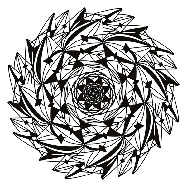Monochrome Ethnic Mandala Design Stress Coloring Page Adults Hand Drawn — Stock Photo, Image