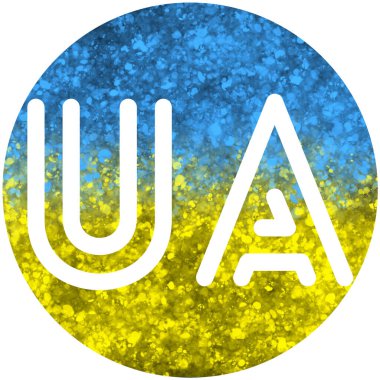 UA sign on the background of yellow and blue colors Ukraine