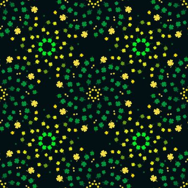 A seamless green and yellow clover pattern for your good luck! Cute seamless shamrock pattern for St. Patrick's Day. Clover seamless background. 