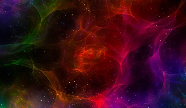 Abstract Fractal Achtergrond Met Kosmische Gloed Kleuren Van Regenboog Horizontale — Stockfoto