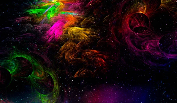 Abstraktní Fraktální Pozadí Kosmickou Září Barvy Duhy Vodorovný Prapor Používá — Stock fotografie