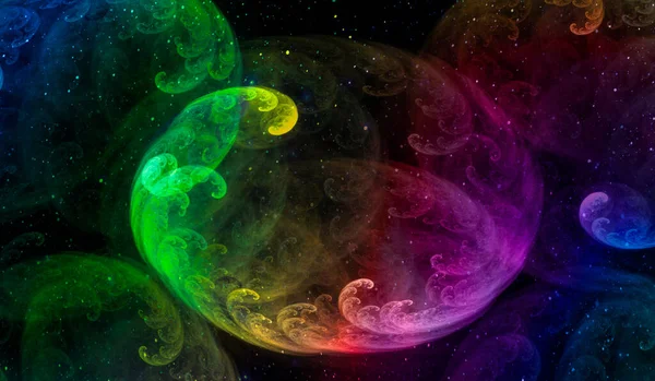 Fondo Fractal Abstracto Con Brillo Cósmico Colores Del Arco Iris — Foto de Stock