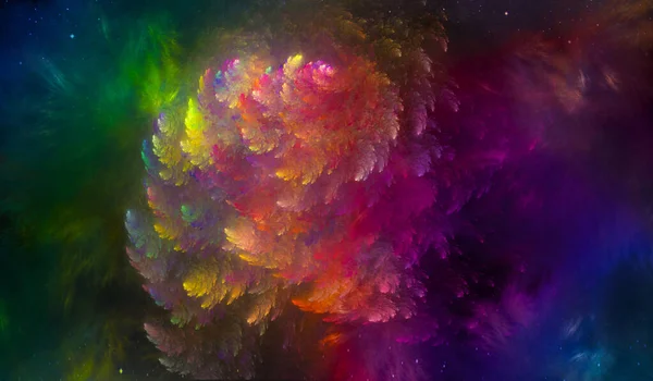 宇宙の輝きを持つ抽象画分背景 虹の色 水平方向のバナー デザインや創造性 スクリーンセーバーに使用されます — ストック写真