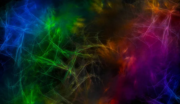 Abstraktní Fraktální Pozadí Kosmickou Září Barvy Duhy Vodorovný Prapor Používá — Stock fotografie