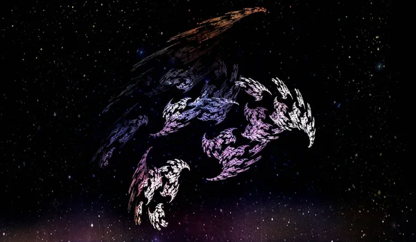 Kozmik Işıltıyla Soyut Fraktal Arkaplan Gökkuşağının Renkleri Yatay Pankart Tasarım — Stok fotoğraf