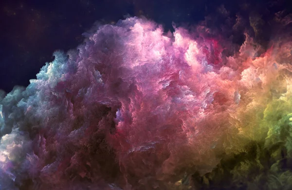 ピンク ターコイズ 緑の雲の形で抽象的なフラクタル背景 スペースクラウド — ストック写真