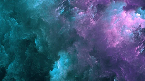 Fondo Fractal Abstracto Forma Nubes Color Rosa Turquesa Nubes Espaciales — Foto de Stock