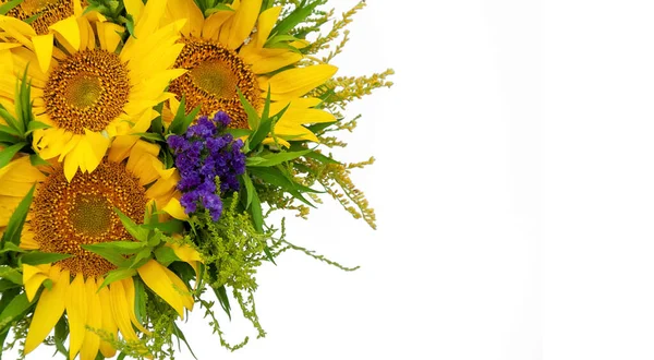 Bouquet Sunflowers Lavender Isolated White Background Royalty Free Stock Images