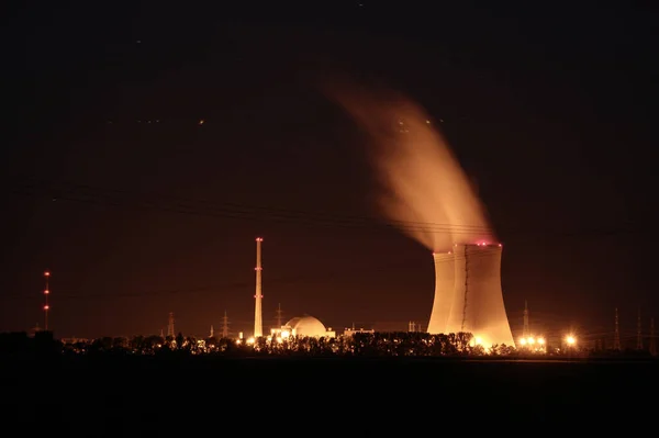 Nuclear power plant at night, grafenrheinfeld