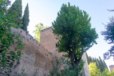Endülüs, İspanya 'daki Granada' daki Alhambra manzarası. Avrupa. 30 Eylül 2022