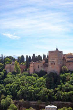Endülüs, İspanya 'daki Granada' daki Alhambra manzarası. Avrupa. 1 Ekim 2022