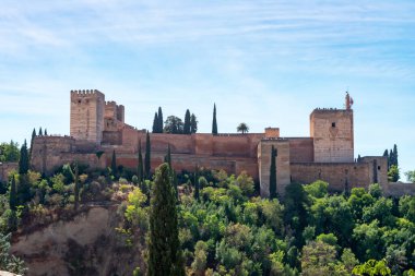 Endülüs, İspanya 'daki Granada' daki Alhambra manzarası. Avrupa. 1 Ekim 2022