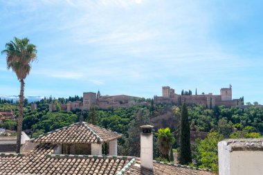 Endülüs, İspanya 'daki Granada' daki Alhambra manzarası. Avrupa. 1 Ekim 2022