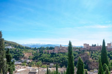 Endülüs, İspanya 'daki Granada' daki Alhambra manzarası. Avrupa. 1 Ekim 2022