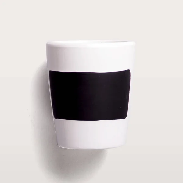 Maceta Blanco Negro Con Concepto Laico Plano Aislado Sobre Fondo — Foto de Stock