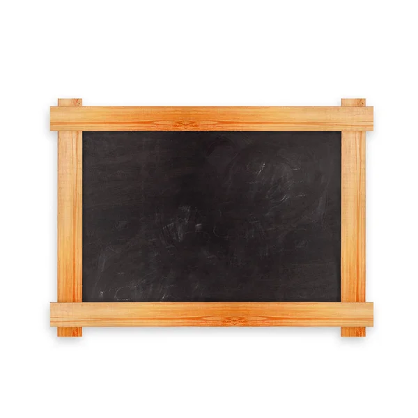 白色背景上隔离的木制框架空白黑板 — 图库照片