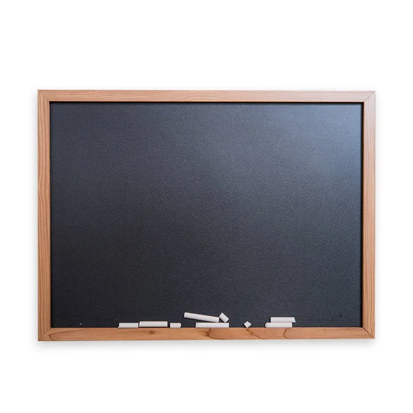 Blanco Schoolbord Met Houten Frame Geïsoleerd Witte Ondergrond — Stockfoto