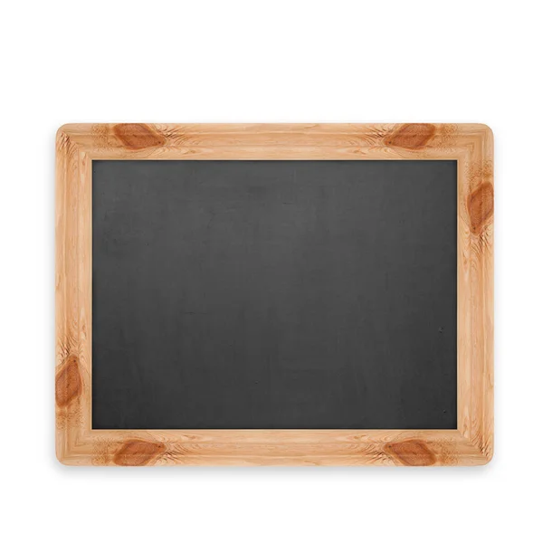 白色背景上隔离的木制框架空白黑板 — 图库照片