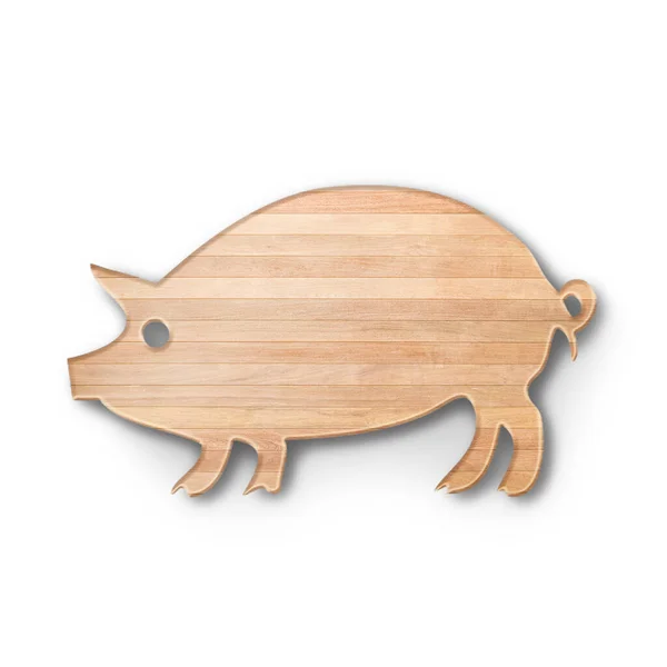 Vista Perto Placa Corte Madeira Com Forma Porco Apto Para — Fotografia de Stock