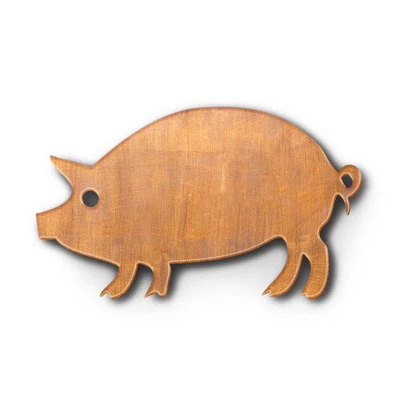 Vista Perto Placa Corte Madeira Com Forma Porco Apto Para — Fotografia de Stock