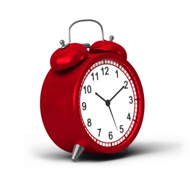 Varlık zaman projeniz için beyaz arkaplanda izole edilmiş renkli alarm saati.
