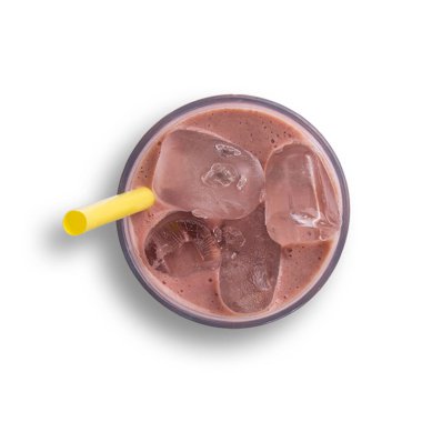 İçecekler için buzlu tropikal meyve suyu beyaz arka planda izole edilmiş konsept tasarımı.