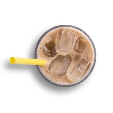 İçecekler için buzlu tropikal meyve suyu beyaz arka planda izole edilmiş konsept tasarımı.