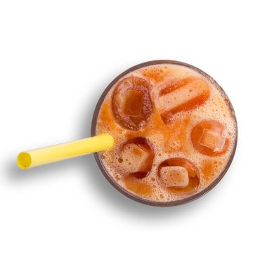 İçecekler için buzlu tropikal meyve suyu beyaz arka planda izole edilmiş konsept tasarımı.