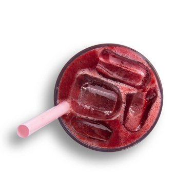 İçecekler için buzlu tropikal meyve suyu beyaz arka planda izole edilmiş konsept tasarımı.