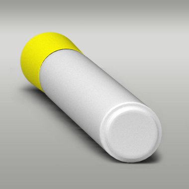 Sarı işaretli kalem gri arkaplanda izole edildi.