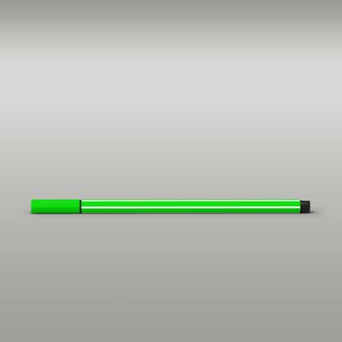 Gri arkaplanda izole edilmiş yazar için yeşil kalem.