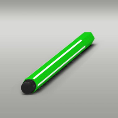 Gri arkaplanda izole edilmiş yazar için yeşil kalem.