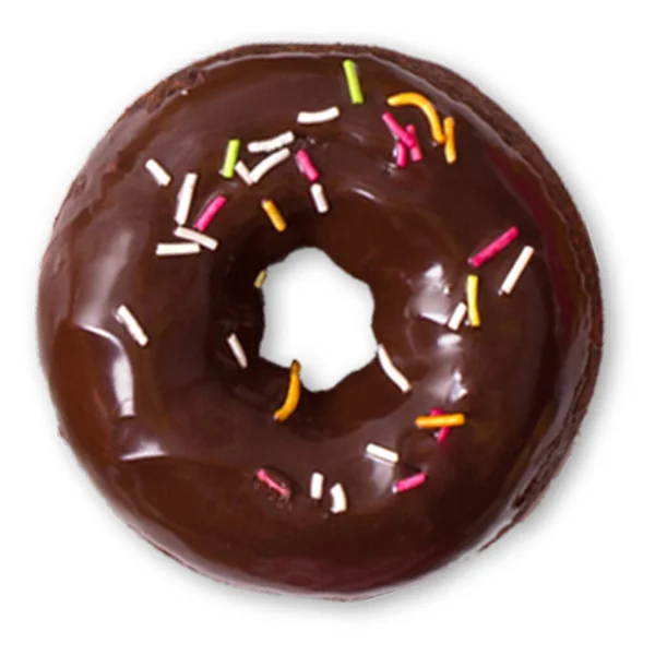 Vista Superior Donuts Com Polvilhas Coloridas Isoladas Fundo Branco — Fotografia de Stock