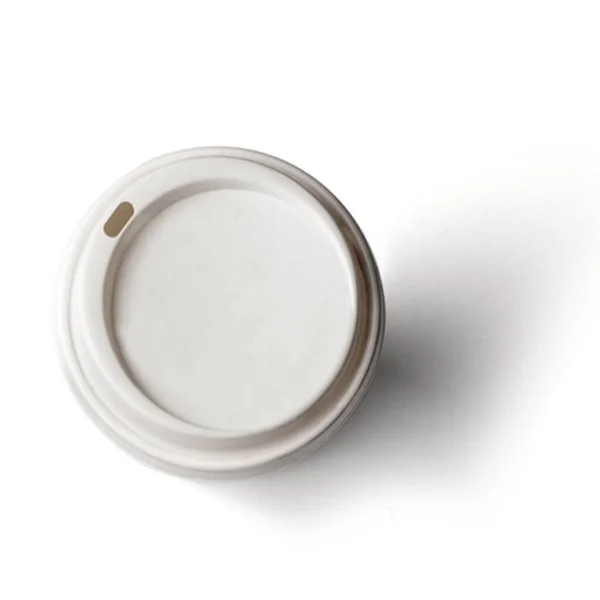 あなたの飲料の概念設計のための白いコーヒーカップ蓋を上から見る — ストック写真