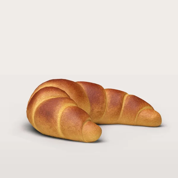 Einzelne Köstliche Und Leckere Croissant Isoliert Auf Weißem Hintergrund — Stockfoto
