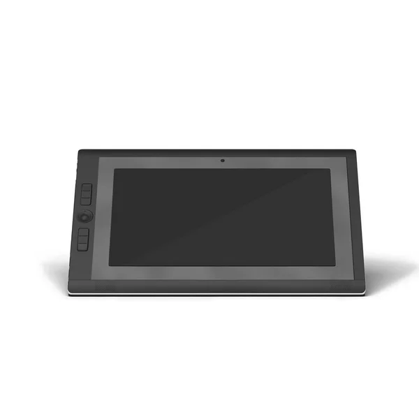 Isolado Preto Desenhar Caneta Tablet Deitado Sobre Fundo Branco Apto — Fotografia de Stock