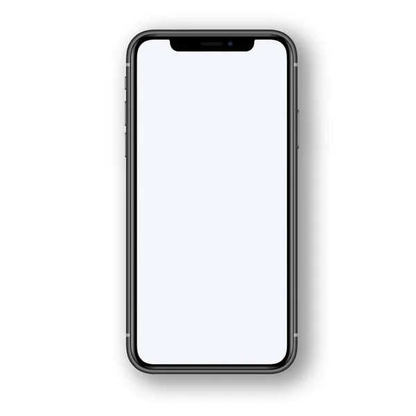 Glänzende Smartphones Isoliert Auf Grauem Hintergrund Mit Leerem Weißen Bildschirm — Stockfoto