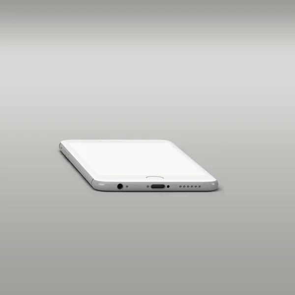 在灰色背景下与空白白色屏幕隔离的Shiny智能手机 用于模拟项目 — 图库照片